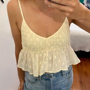 Urban Outfitters White Dot Peplum Tank